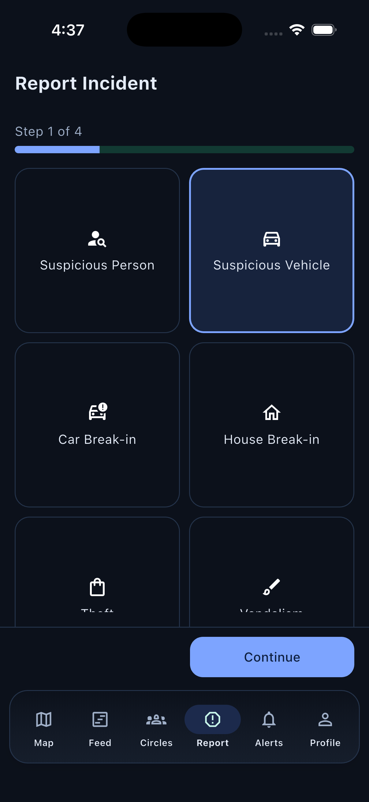StreetShield report screen